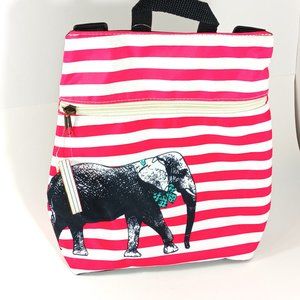 Primrose Hill Mini Backpack Pink White Stripes Gray Elephant NWT Travel Cosmetic